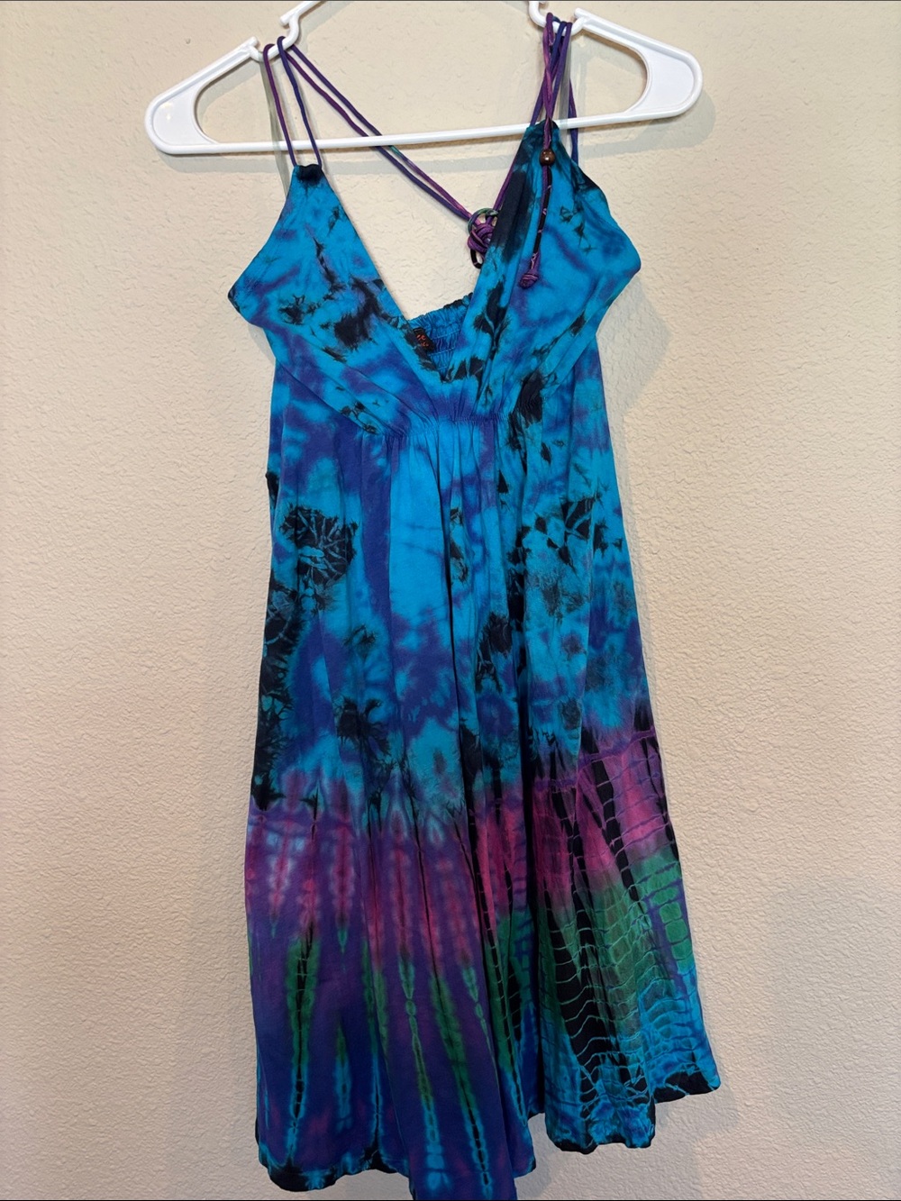 NWT One size Advance Apparel Tie-Dye Spaghetti Strap Sundress - Blue & Purple